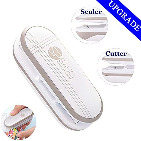 Mini Bag Sealer 2 in 1 Heat Sealer and Cutter Handheld Portable Bag Resealer Sealer for Plastic Bags Food Storage Snack Fresh Bag Sealer or Chip Saver White(Battery Not Included)