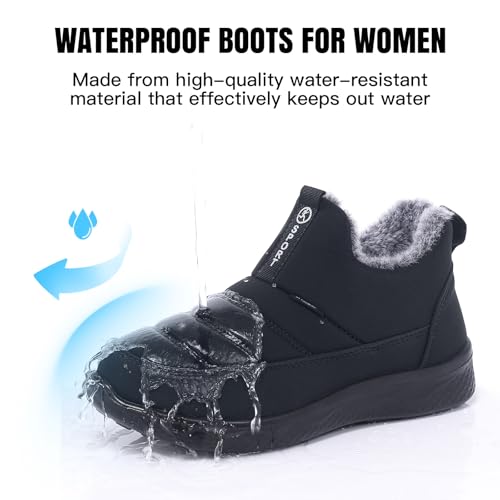 Swqzvt Winter Boots For Women Snow: Non Slip Winter Boots For Women Black Insulated Size 9 Walking Resistant Cute Booties thumb #2