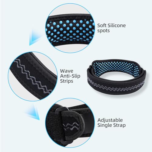 AGPTEK Plus Size Knee Brace for Women & Men, Pain Relief Patella Tendon Knee Strap 2 Pack, Adjustable Knee Support Band for Running Weightlifting Baseball Tennis Volleyball Jogging Bicycle Climbing, 20.87-27.56in