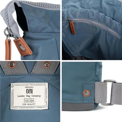 Image of ORI LONDON Small Tote Bag Backpack - Nylon Tote Backpack for Women & Men - Wide Mouth, Chunky Zippers - The Bantry, Airforce Blue