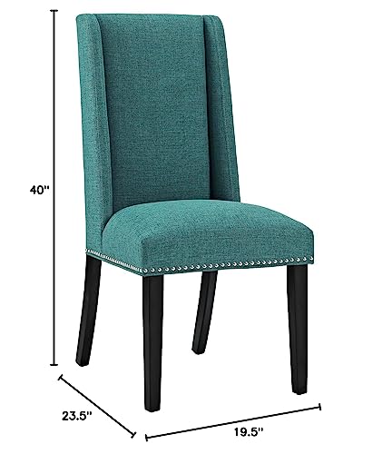 Modway Mo- Baron Modern Tall Back Wood Upholstered Fabric, Dining Chair, Teal #TOP2