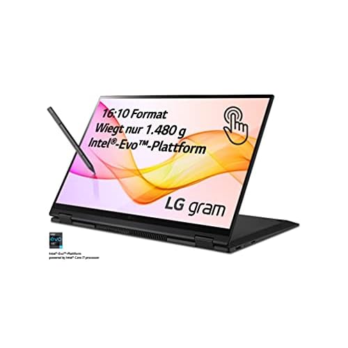 LG gram 16 Zoll Ultralight 2-in-1 Notebook und Tablet - 1,48kg Leichter Intel Core i7 (16GB LPDDR4, 1 TB SSD, 16 h Akkulaufzeit,16:10 WQXGA IPS-Display, Thunderbolt 4, Windows 10 Pro) - Schwarz