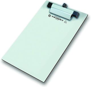 Prancheta Portátil em Duraplac com 3 mm de Espessura, Prendedor de Alumínio, Trident 4812, Branco Fosco, Formato Ofício