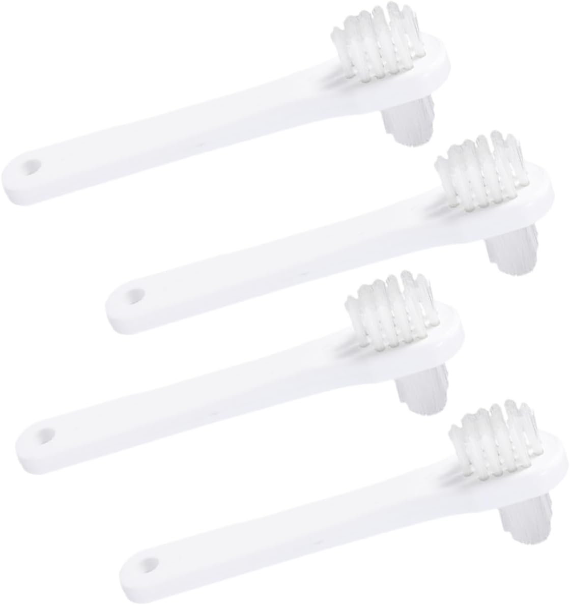 Ipetboom 4 pcs Portable Denture Cleaning Brush Double Head Toothbrush for Dentures Compact Lightweight Plastic Material Easy Use Travel Kit