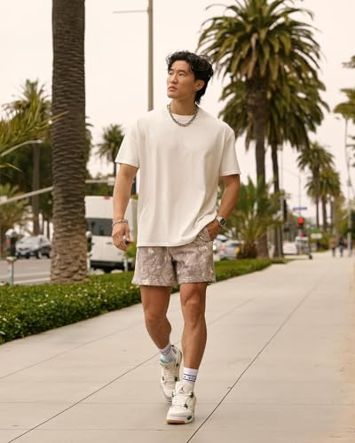 BOOMLEMON Mens Mesh Graphic Print Shorts Fashion Designer Workout Shorts Retro Casual Cool Streetwear Short Pants 6