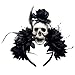 Shurhome Punk Flower Skull Headwear Dark Series Fashion Head Accessory Hairband for Halloween Event and Stage Show Dressingup Simulation Flower Headpiece