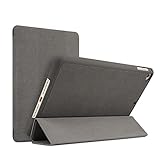 【マーサ・リンク】 iPad シリーズ 機種別 鹿革調 高級 PUレザー ケース 三つ折り オートスリープ機能 Triple Folded Design For iPad シリーズ （ブラック、ブラウン、ネイビー、グレー、レッド）5カラー選択 (iPad mini4/mini5 第5世代 2019通用, グレー)