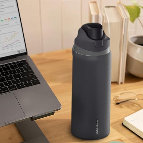Hydrapeak Oasis 32oz Botella de Agua Aislada con Tapa de Bloqueo y Asa, Vaso de Viaje a Prueba de Fugas de Acero Inoxidable para Escuela, Dormitorio, Gimnasio y Hidratación Diaria (Grey Matter) miniatura 5