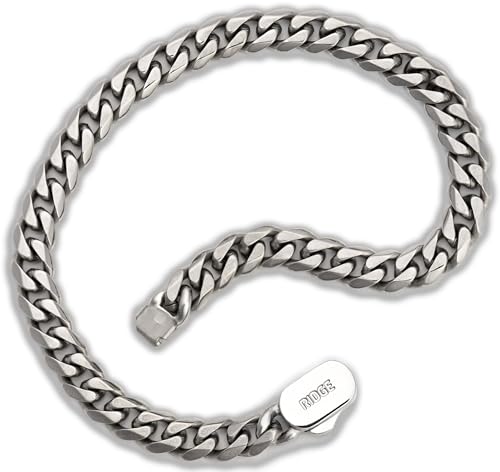 RIDGE 6mm Titanium Curb Bracelet for Men, Rugged and Durable Men’s Bracelet with Secure Clasp – Size L (Titanium)