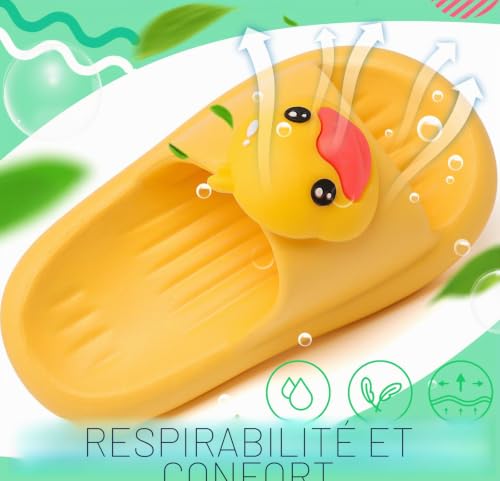 Vunavueya Pantoufles de Bain Fille Antidérapantes Garçon EVA Chaussons Légeres Bébé Sandales d'Été pour Plage Piscine et Douche Jaune Duck 20/21 EU_150 – vue 6