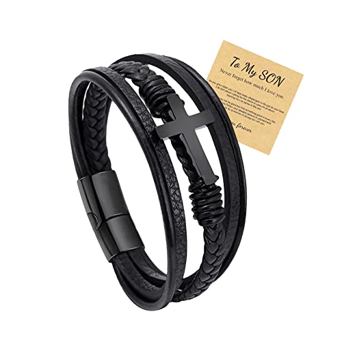 choice of all Leather Bracelet for Son Grandson Men Dad Boyfriend Brother Husband Inspirational Bracelet for Birthday Christmas Graduation Back to School Valentines Day Gifts for Teen Boys