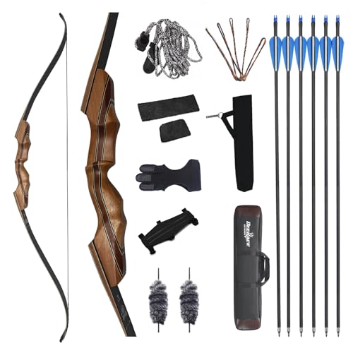 DEERACE Archery 58 60 Hunting Recurve Bow Bow and Arrow Set for Adults Youth Beginner Hunting Targeting Archery (55 Lbs 58)
