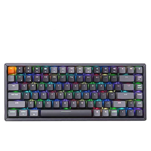 Keychron K2 Teclado mecânico sem fio Bluetooth/USB com fio, 84 teclas TKL RGB LED retroiluminado moldura de alumínio para Mac Windows, Gateron Blue Switch, versão 1