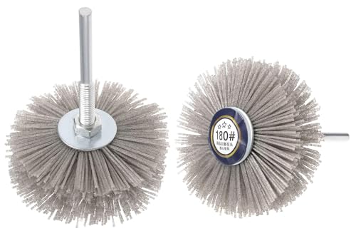 Image of NACX Nylon Wheel Brush, Woodwork Polish Grinder Brush, 180 Grits Abrasive Grinding Head with 6mm Threaded Shank, 2Pcs