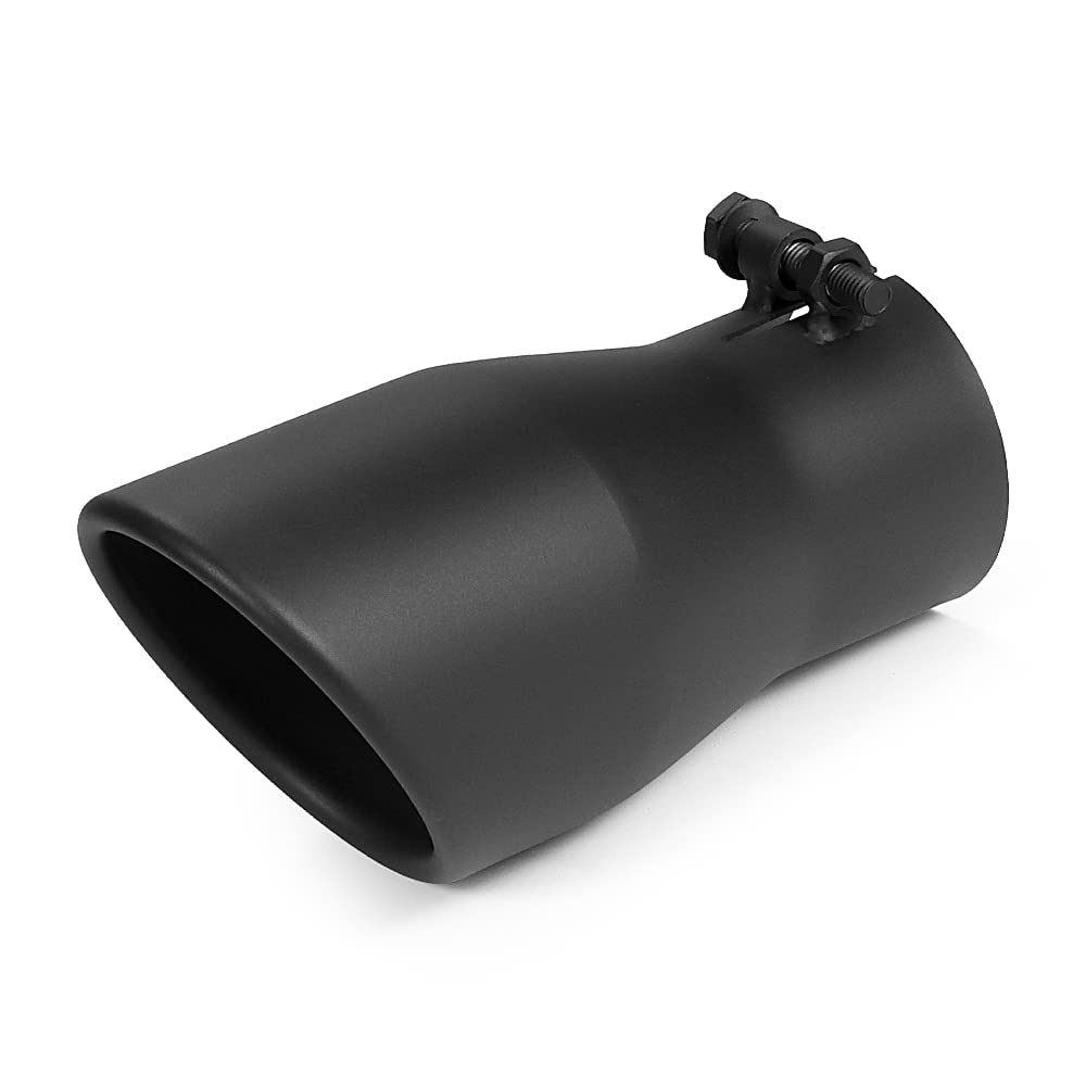 A-KARCK Exhaust Tip 2.5" Inlet to 3.5" Outlet, 7" Overall Length Black Coating Bolt On Exhaust Tailpipe Tip Protect Tailpipe