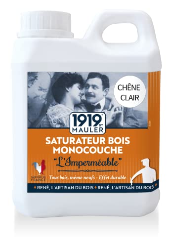 Saturador monocapa de roble claro 1 L "El impermeable" 1919 BY MAULER : terraza y madera exterior - Protección contra los rayos UV, gris, intemperie, desgaste Cover
