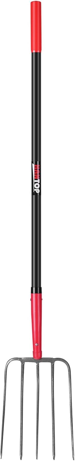 5-Tine Pitch Fork Garden Forks Heavy Duty Manure Fork Pitchfork with Long Fiberglass Handle for Garden Farm Yardwork,58 inches