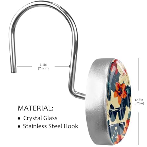 Ganchos de cortina de ducha anticaídas con anillos de cristal para baño 4