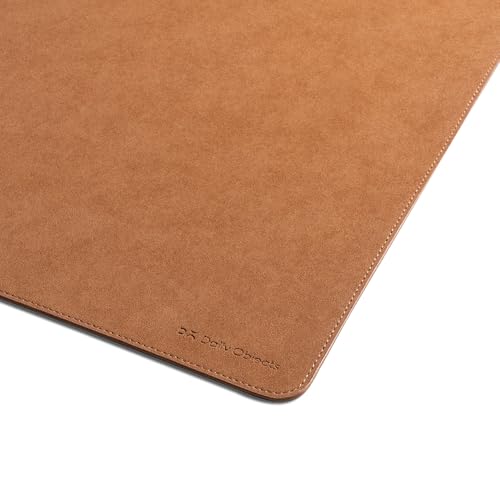 Image of DailyObjects Reversible Desk Matte Sand Premium Vegan Leather Desk Mat|Anti-Skid|Anti-Slip|85 * 45cm|Spread Turf Desk /Laptop Mat for Work from Home /Gaming- Extended Mouse pad and Keyboard Desk-Tan