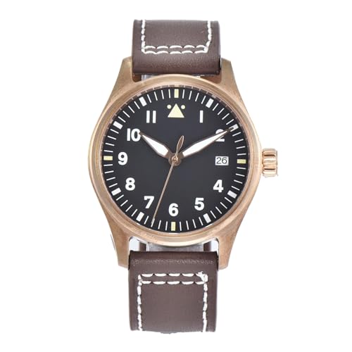 Cassa in bronzo con cristallo di zaffiro: presenta una cassa in bronzo da 39 mm (12 mm di spessore) protetta da un vetro zaffiro antigraffio, che conferisce all'orologio un'estetica pilota vintage distintiva.