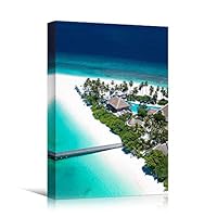 Canvas Wall Art Lone Island Beach Beach Blue Coastal Cool Photography Relax/Calm - 12x18 inches