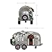 Exhart Garden Sculpture, Solar Vintage Camping Trailer Garden Statue, LED Lights, Outdoor Garden Decoration, 5 x 10 x 6 Inch