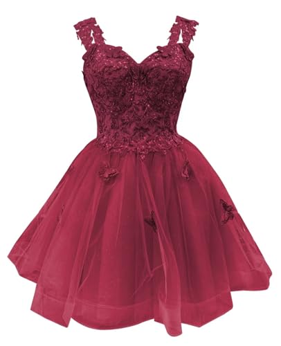 Image of Youjiayi 3D Butterfly Short Homecoming Dresses for Teens Off Shoulder DAMA Dresses for Quinceanera Glitter Sequin Prom Dress