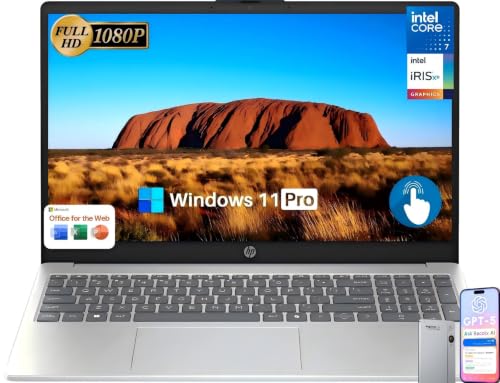 HP 15.6 Touchscreen Laptop Computer for Business Intel 10-Core 7-150U 32 GB RAM 1 TB SSD Windows 11 Pro FHD IPS Display Intel Iris Xe Graphics WiFi 6 Copilot HDMI w/AI Voice Recorder