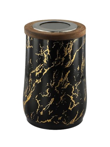 Envase para café de acero inoxidable con tapa de madera y vidrio miniatura 5
