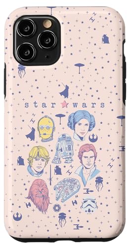 Coque iPhone 11 Pro Star Wars Icons protection noire à motif étoiles