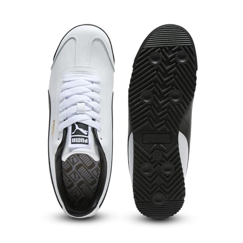 PUMA Puma Women's Roma, 24-Standard-Puma White-Puma Black-Puma Team Gold, 6.5