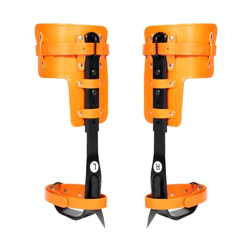 SNKOURIN Tree Climbing Spikes Set, Stainless Steel Cow Leather Tree Climbing Spikes Set, Tree Climbing Spikes Aluminum Pole Spurs Adjustable Climbing Spikes for Hunting, Fruit Picking, Observation