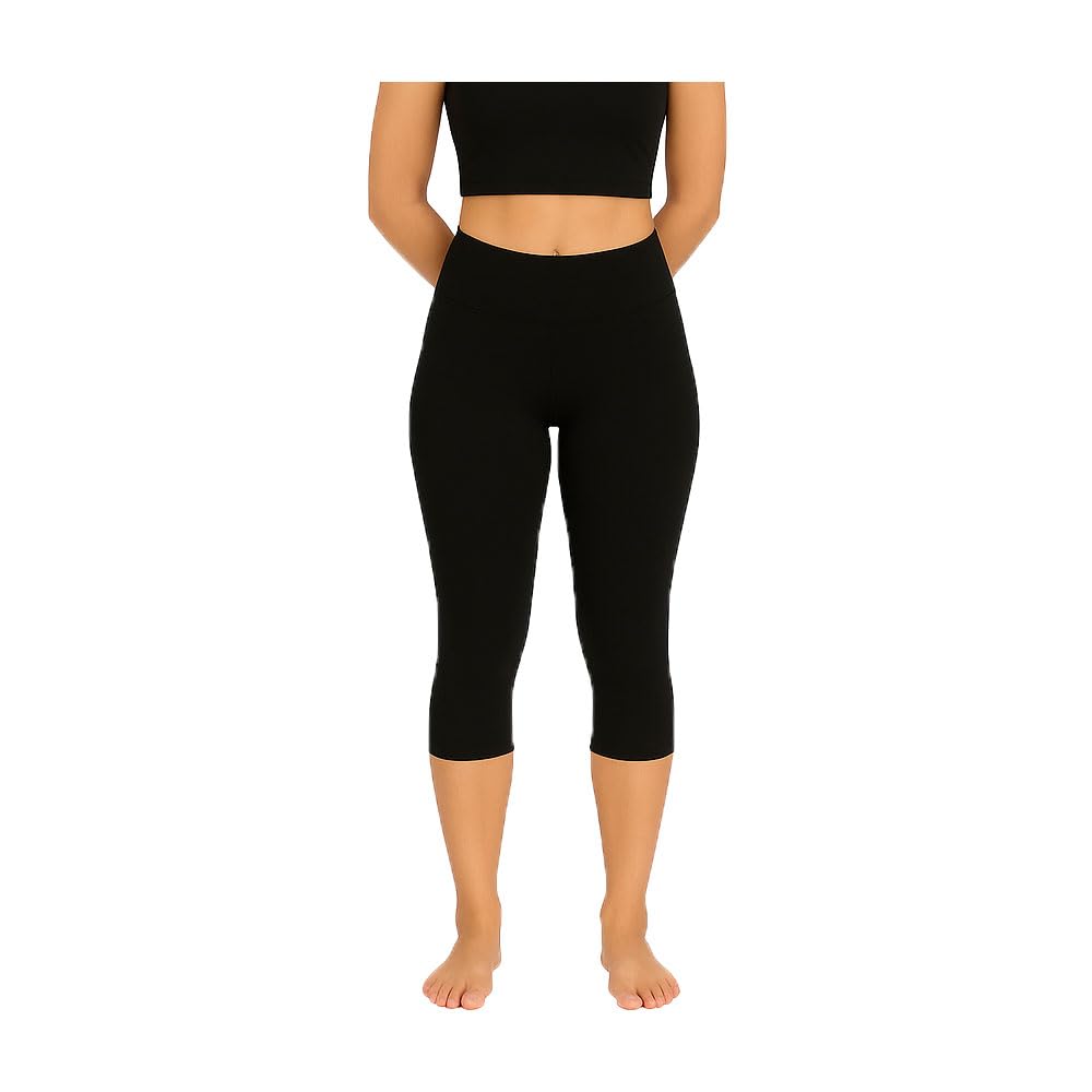 Womens Black Plain Capri Single Pack-image-3