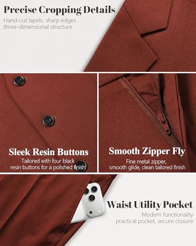 Image of MY'S Men's 3 Piece Suit Set with Tie, One Button Slim Fit Solid Jacket Vest Pants, Prom Party Wedding Business Suits for Men
