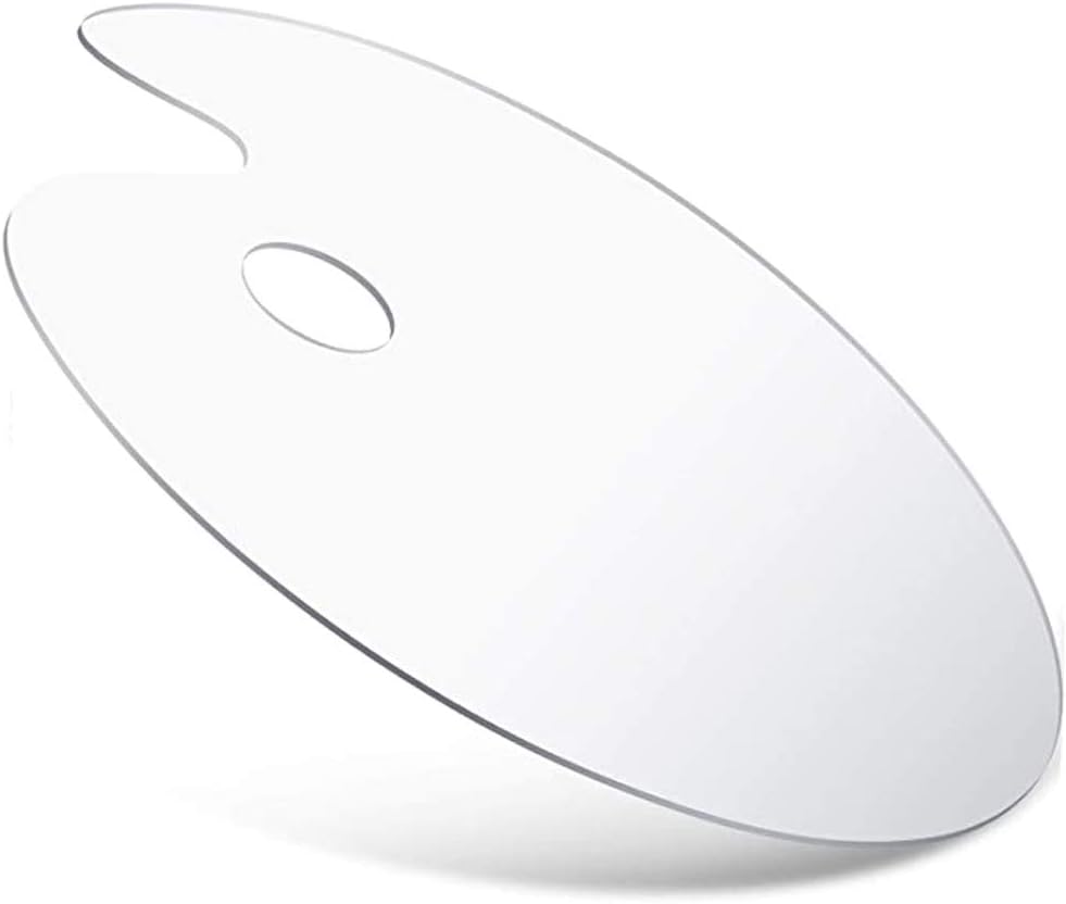 Ainkou Clear Acrylic Paint Palette Art Transparent Paint Pallet Oval Shaped Artists Oil Paint Palette for Watercolor Acrylic and Oil DIY Craft Professional Art Painting (11.8 x 7.9")