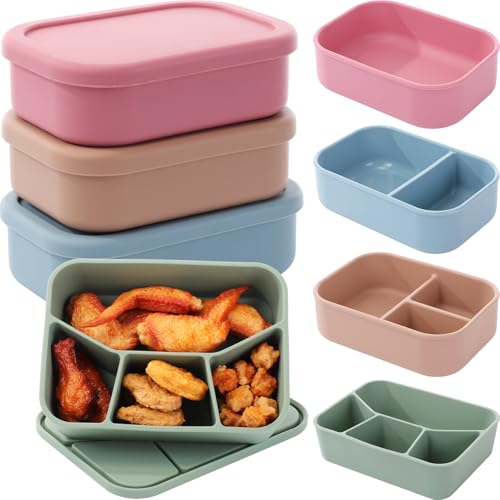 4-Pack Silicone Bento Box Leakproof Lunch Containers