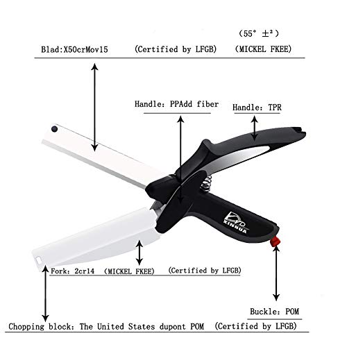 Yd Yd Xinhua Kitchen Food Cutter Chopper Clever Kitchen Knife With Cutting Board, Clever Multipurpose Food Scissors Stainless Steel Vegetable Slicer Fruit Cutter Quick & Easy To Cut Bbq Tools #TOP3