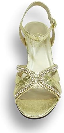 Floral Leah (DP810) Women Wide Width Wedge Sandals for Wedding, Prom, Evening Affair Gold 9 | Image 1