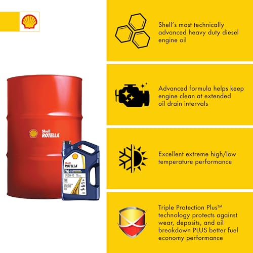 Image of Shell Rotella T6 Full Synthetic Heavy Duty Engine Oil 5W-40, 55 Gallon Drum