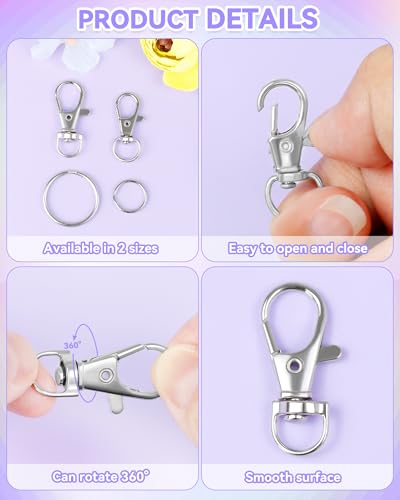 image for FIVEIZERO 60PCS Silver Swivel Snap Hooks and Key Rings Kit, 30PCS Keyc