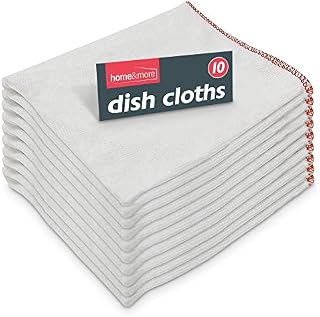 10pk Dish Cloths for Washing Up | Absorbent White Cleaning Cloths for Home | Dishcloths for Kitchen Cloth | Cloths to Clean Surfaces Glass, Furniture, Mirror | Microfibre Cleaning Cloth Dish Cloth