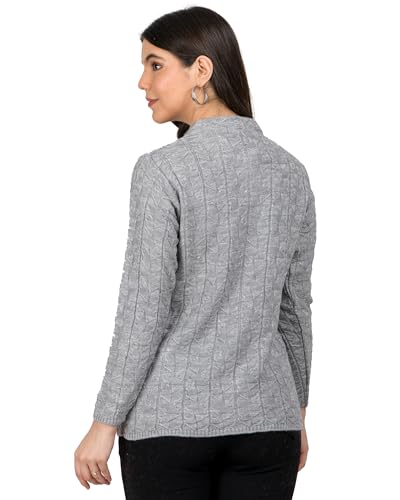 Image of Lady Willington Women Woolen Round Neck Self Design Cardigan Heavy Rainbow Fabric Cardigan Winter Wear Pure Wool Cardigan for Women Free Size Long Cotty Warm Cardigan Free Sizes