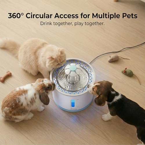 Fuente de agua automática para gatos 2.4L con tapa acero miniatura 5