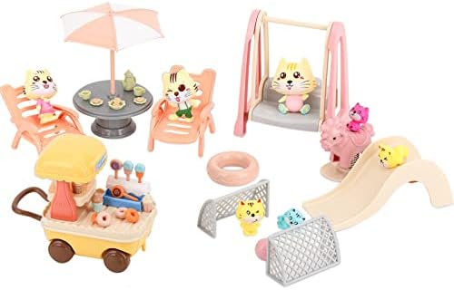 SweetAce Cat Toys for Kids 41 Pcs Cat Figures Playset Cat Family Day Play Set Cat Scene Toy Toddlers Role Play Educational Toy-Great Gift for Girls and Boys Ages 3 and up