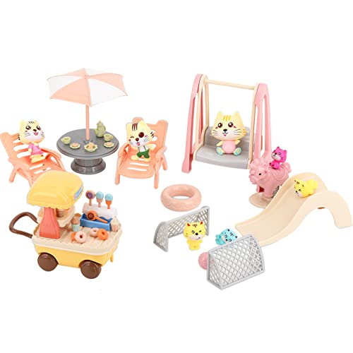 SweetAce Cat Toys for Kids 41 Pcs Cat Figures Playset Cat Family Day Play Set Cat Scene Toy Toddlers Role Play Educational Toy-Great Gift for Girls and Boys Ages 3 and up
