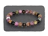  Pulsera de Turmalina Multicolor de 7 mm Pulsera de Apilamiento Pulsera de Turmalina Arcoíris de Grado AAA Pulsera Chakra Unisex Regalo Minimalista Cuentas Redondas de Piedras Preciosas Naturales