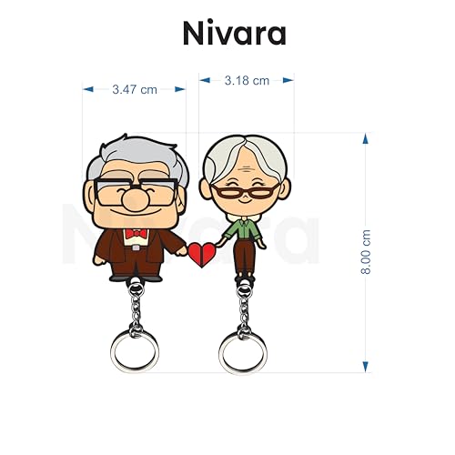 Image of Up Movie Theme Based Keychain Holder For Couples, Printed Stylish Wooden Keychain For Couples | Gift For Her | Gift For Him | Gift For Girlfriend | Gift For Boyfriend,Multi-Coloured