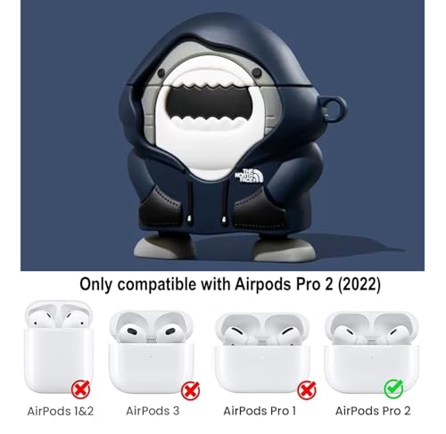 Image of YODI Case Cover for Airpods Pro|Pro 2|Airpods Pro 3|Airpods 4 Pouch, Silicone Cases with Cleaner Kit 360 Drop Protection,Shock-Resistant ((Shark-Man), Airpods Pro /Pro 2)