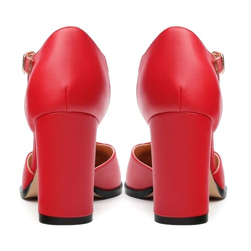 Womens T Strap Mary Janes Pumps, Square Toe Block High Heel Ankle Strap Shoes for Women4