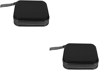 Veemoon 2 Pçs 40 CD Case Caixa Organizadora De Plástico Carteira De Viagem Zip Around Carteira Organizadora De Disco Carteira Fichário Bolsa De Viagem Tecido Não Tecido Preto Bolsa De CD